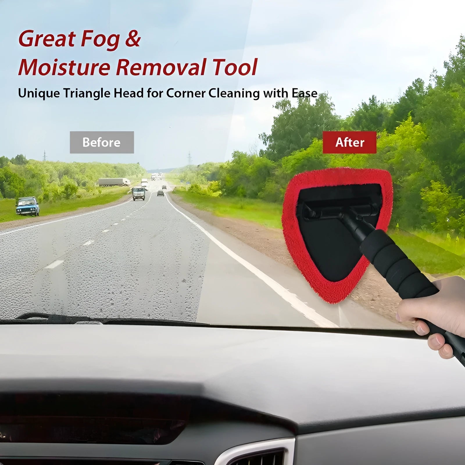 Car windshield window cleaning brush plastic handheld in red green and sapphire blue colours