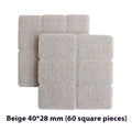 Beige plastic furniture leg stopper pads in assorted round and square sizes for floor protection