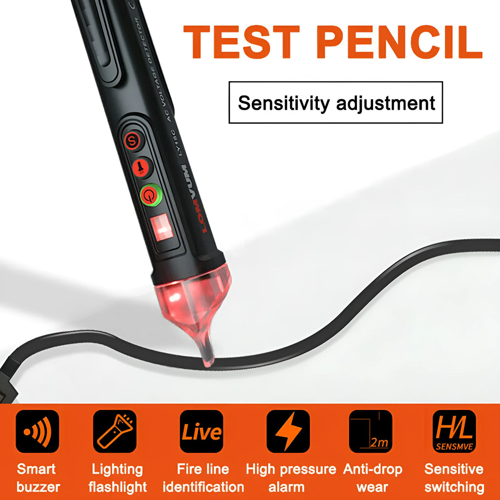 Intelligent Checkpoint black test pencil AC 10 voltage detector on white background