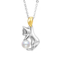 925 sterling silver clavicle chain necklace with cat pendant and electroplated finish