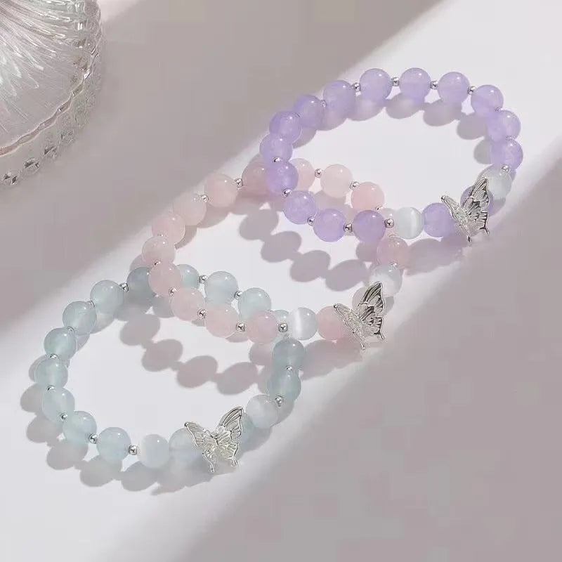 Cat eye crystal bracelet for women with butterfly and bow design in princess style