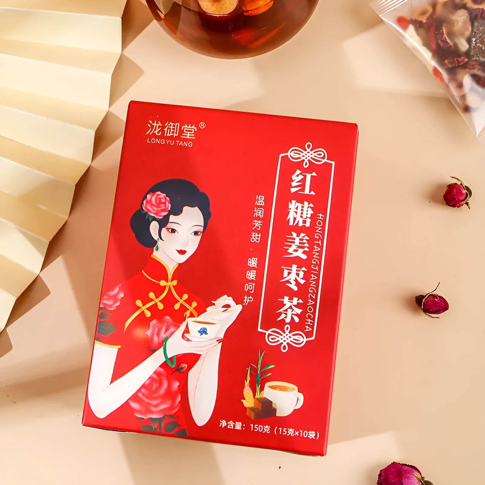 Box of brown sugar ginger tea with red dates and wolfberries, 150g