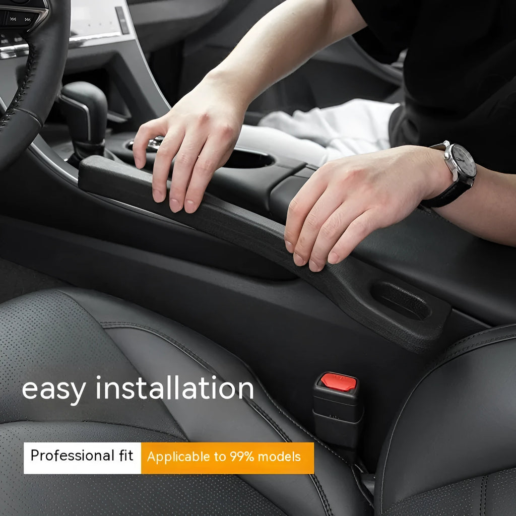 Car seat gap sealing strip made of waterproof polyresin in beige colour with handle