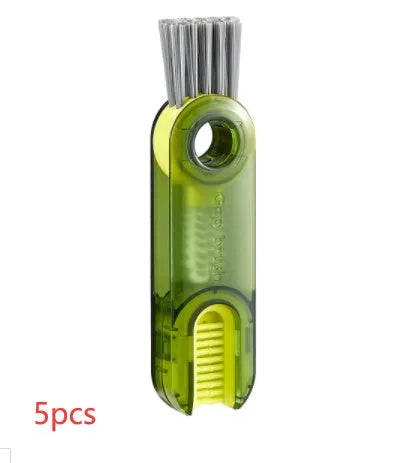 3 in 1 multi-functional bottle cup cover brush with spiral design, food-grade plastic and nylon bristles, 11.4 cm, transparent green