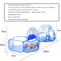 Underwater World three-in-one children's play tent set with tunnel and ball pit in cartoon marine theme.