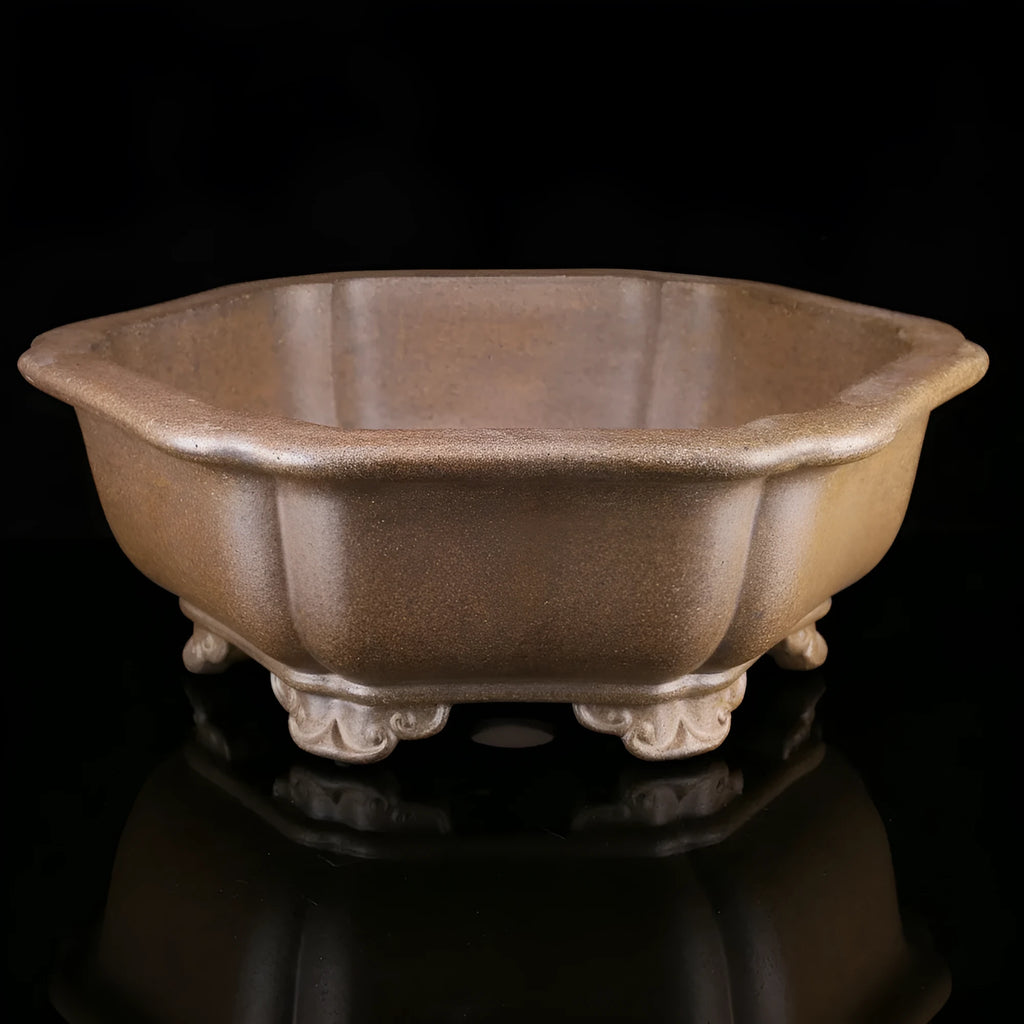 Large handmade purple sand flower basin in hexagonal or Begonia style.