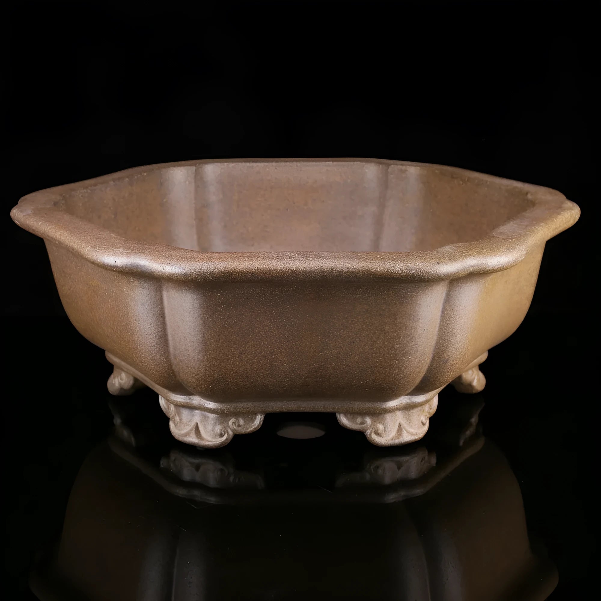 Large handmade purple sand flower basin in hexagonal or Begonia style.