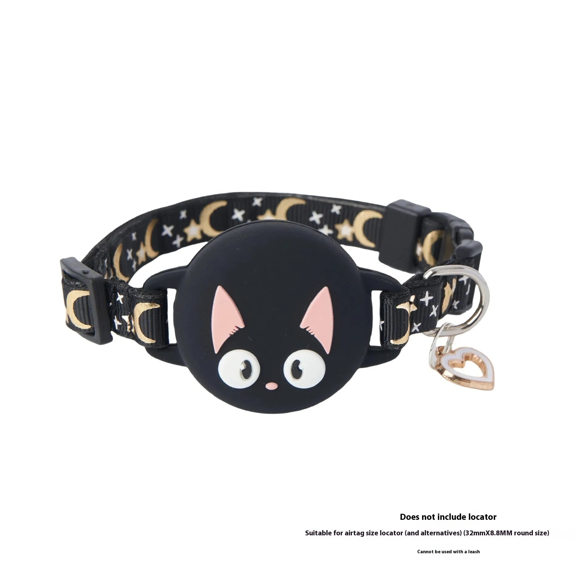 Adjustable plastic AirTag cat collar in pink colour with Apple Tag protective case attached