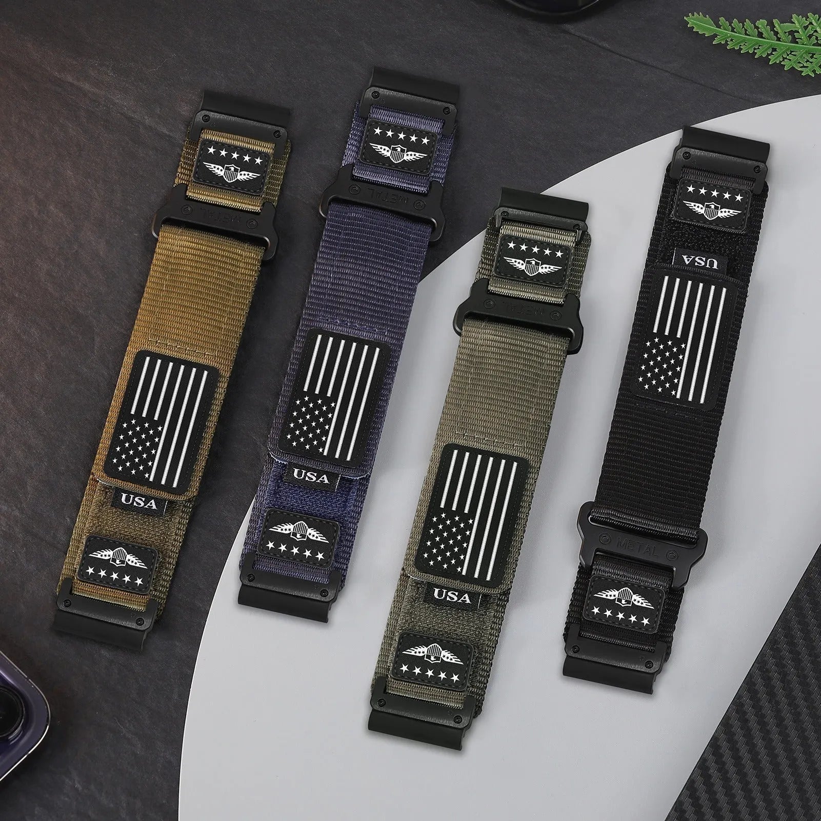 Nylon magic tape watch strap in Army Green with Velcro closure, 22mm width, for Samsung smartwatch