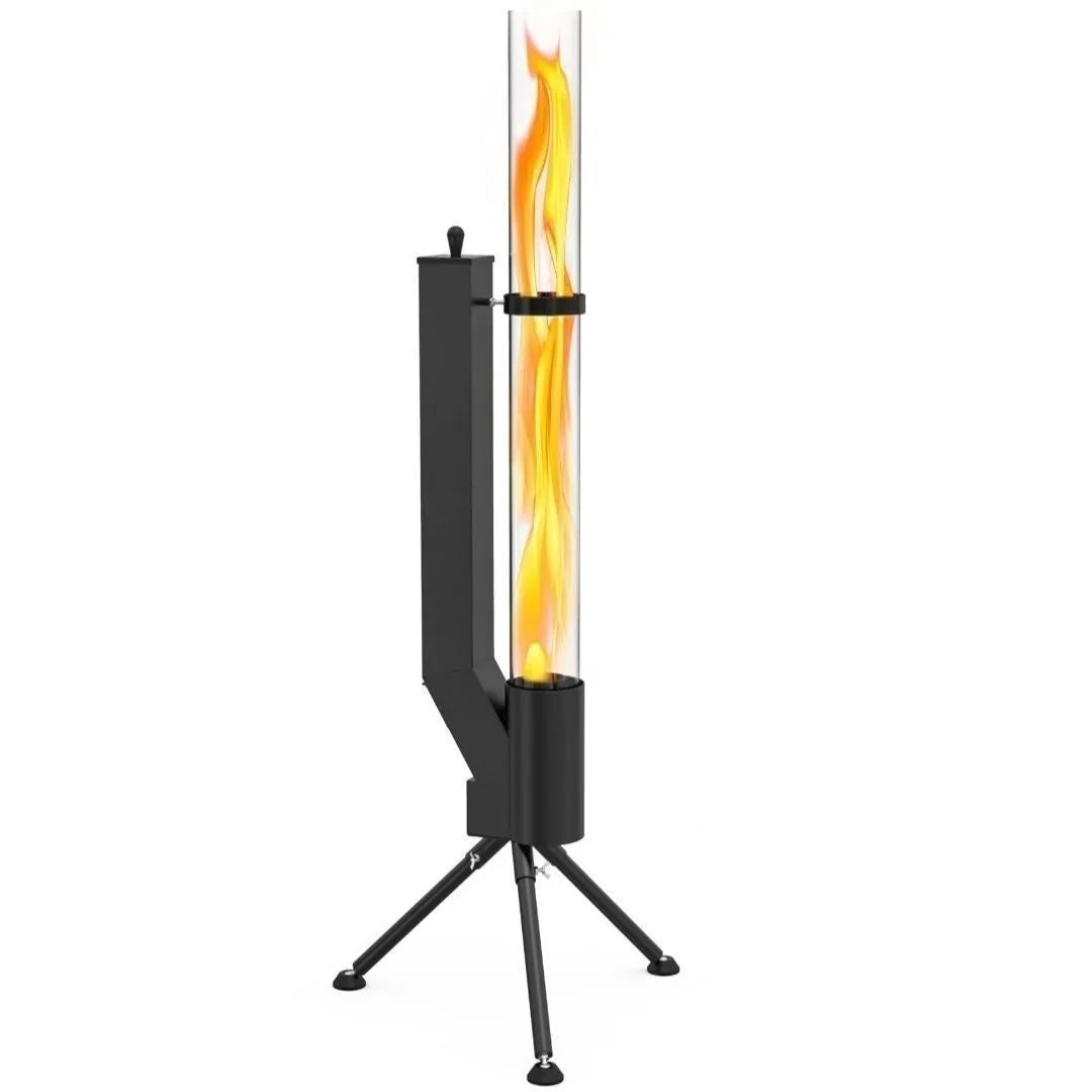 Vertical iron wood burning rocket furnace heating stove for courtyard and patio use