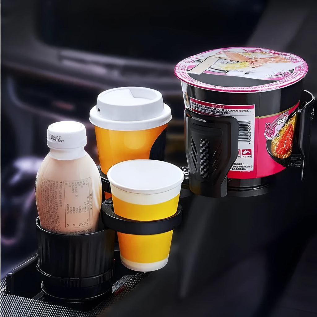 Carbon fibre black car water cup holder with retractable bottom adjustment