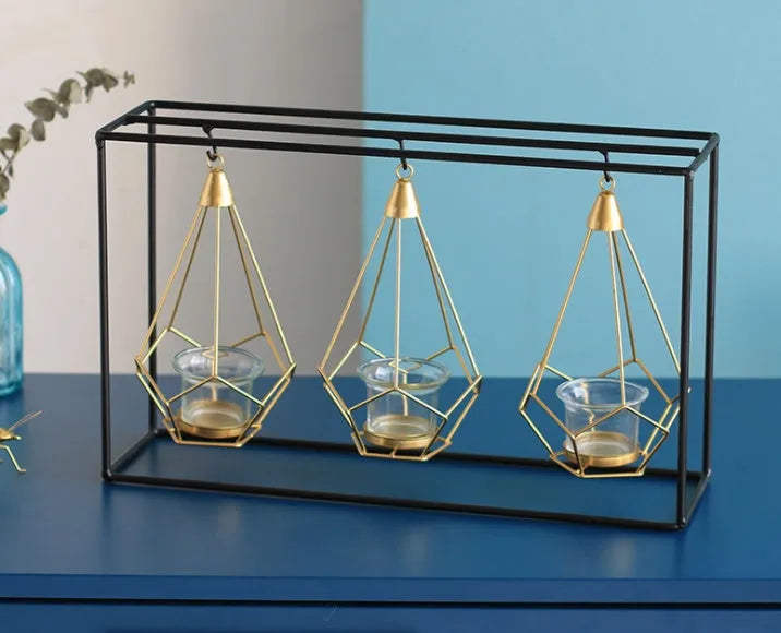 Nordic iron candle holder for block candles, available in single, double, or triple side-by-side styles