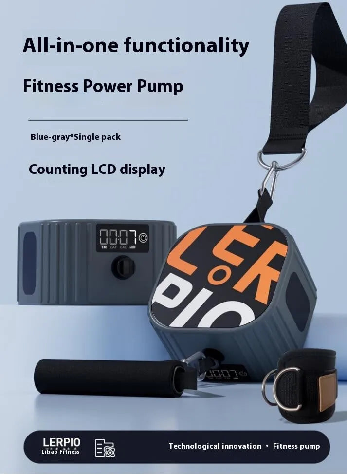 Multi functional fitness strength resistance training tensioner with intelligent adjustment 2-20kg in blue grey