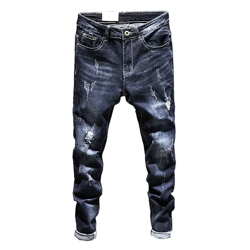 Men's slim-fit skinny jeans in dark blue and light blue colours with micro-elasticity fabric