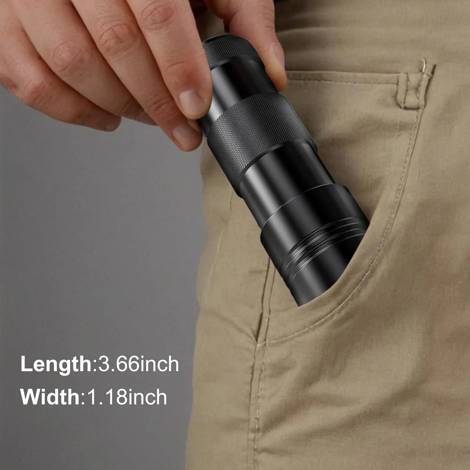 Black aluminium UV flashlight for detecting pet urine stains and insects