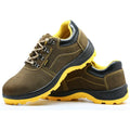 Bronze cow suede steel toe safety shoes with low-cut design and solid sole