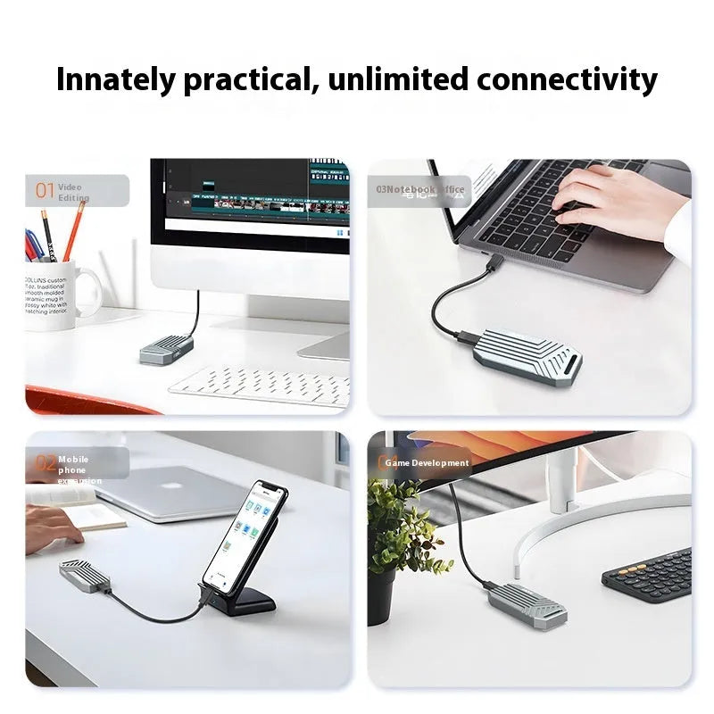 Thunderbolt 4 external SSD enclosure in aluminium alloy case with optional cooling fan