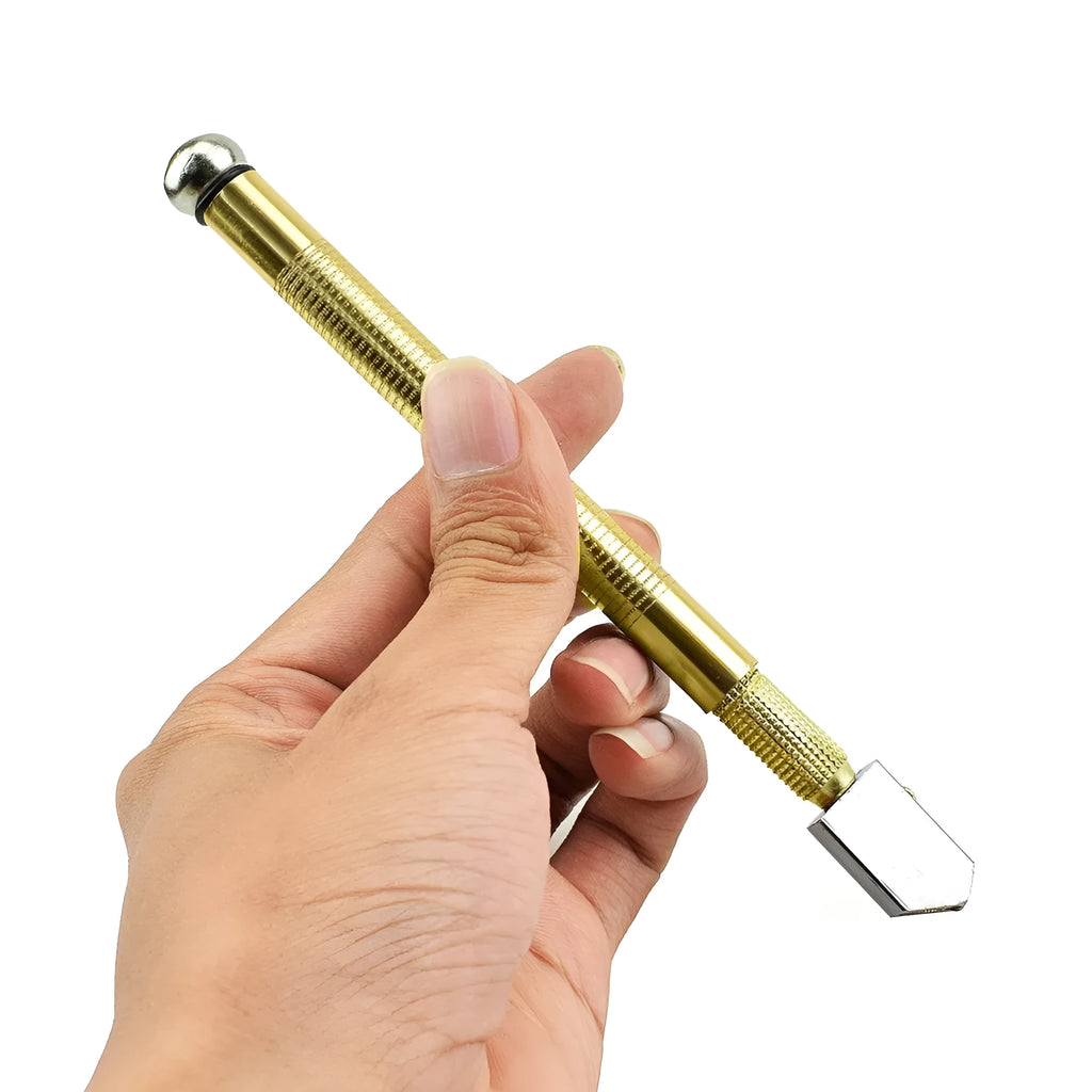 Iron glass cutter with metal handle and carbide wheel blade, size 16.5cm, for cutting 5-12mm glass