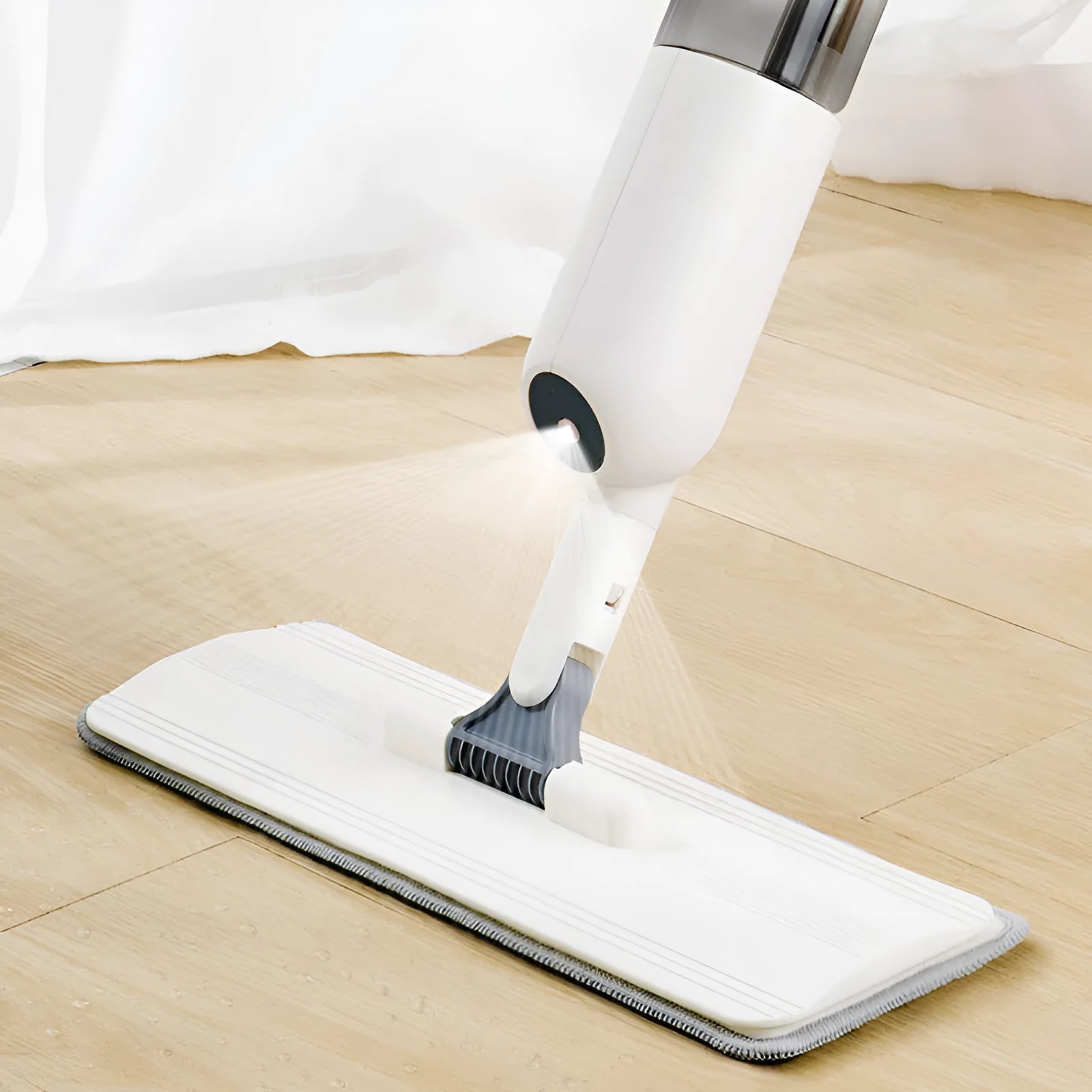 Flat squeeze mop with bucket wringing and 360-degree rotating head, stainless steel bar, cotton thread mop pad 38x12cm