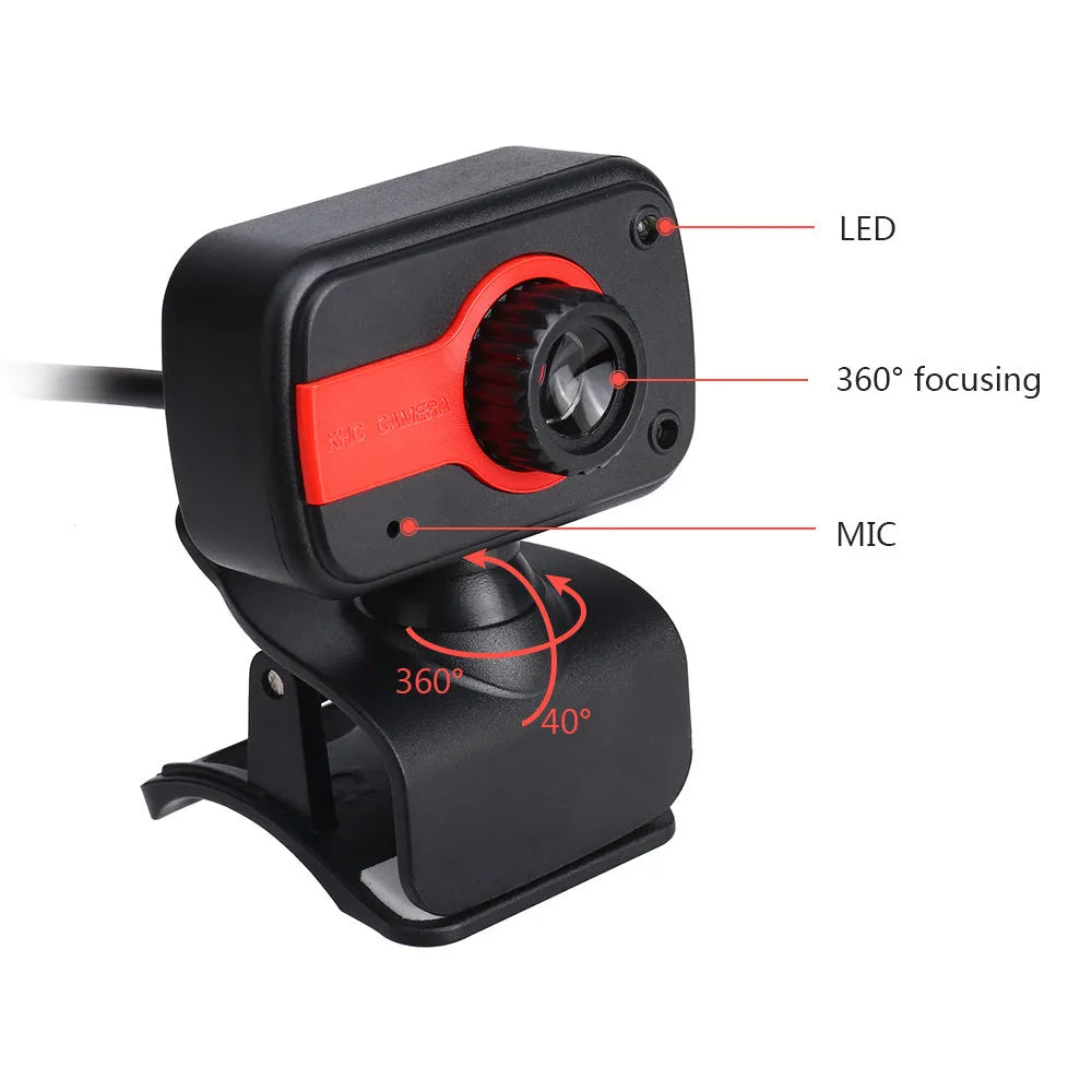 Mini driverless video camera with 12-megapixel CMOS sensor, 360-degree rotation, manual focus, built-in microphone, and 1.45-metre cable