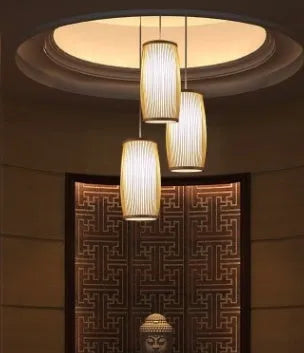Natural bamboo woven plait decorative lamp with E27 holder for hallway and bedroom lighting