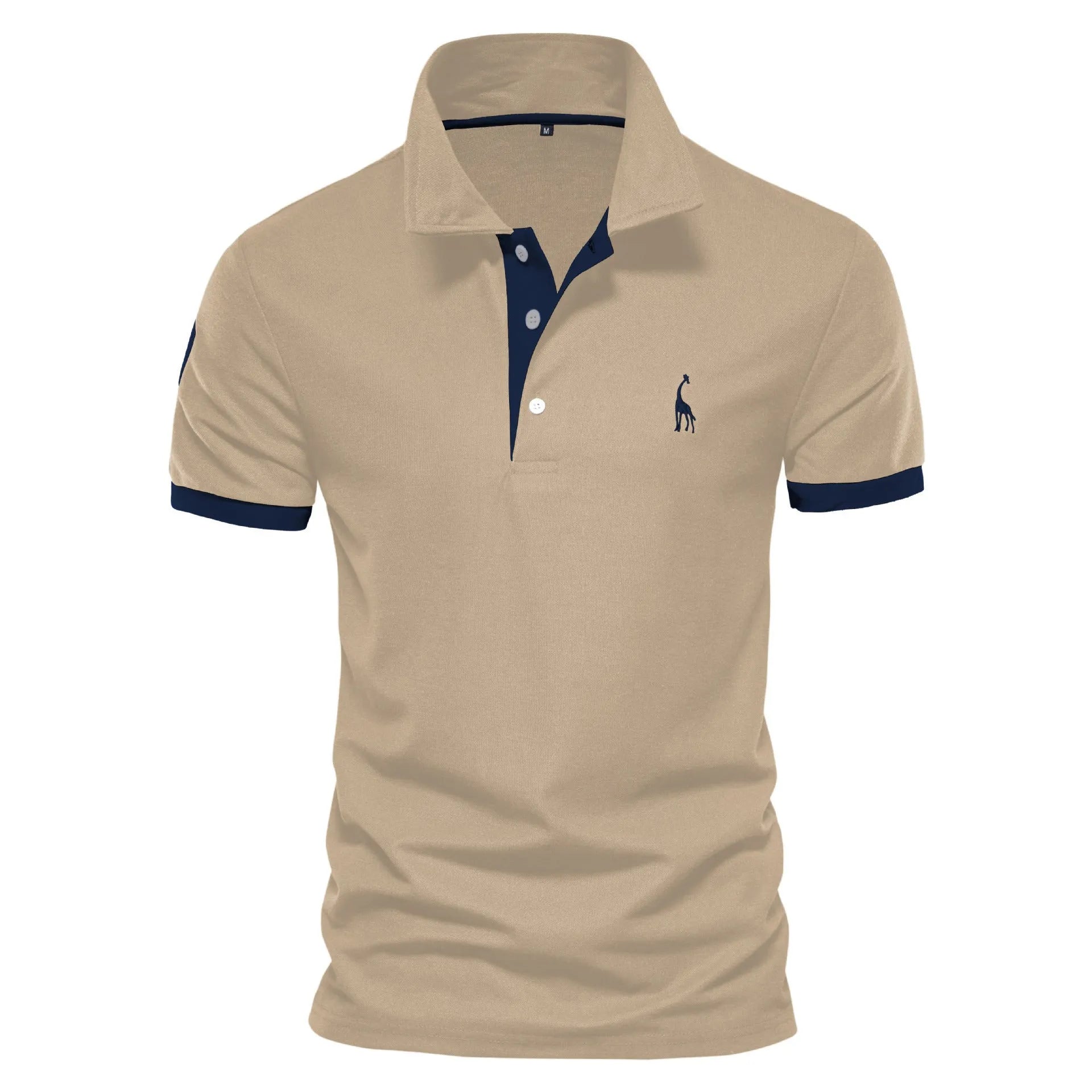 Men's slim fit t-shirt with embroidered deer pattern on chest in cotton blend fabric