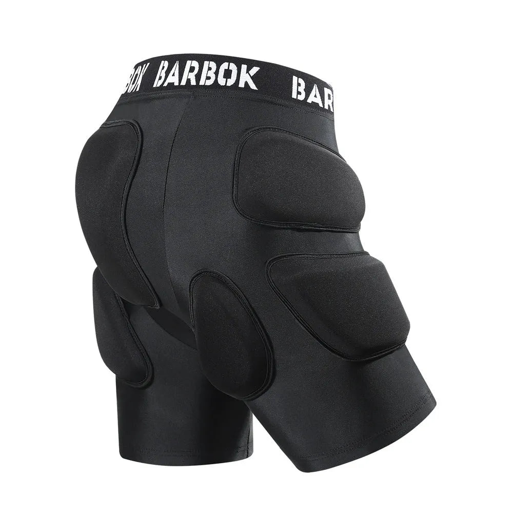 Adult black protective padded shorts with hip and tailbone padding for roller skating and skateboarding