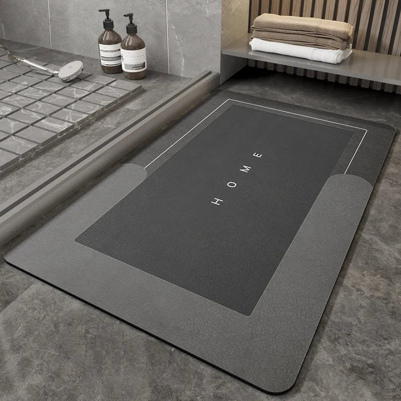 Blended fabric machine-woven bathroom floor mat in oval shape, Lake Baikal blue, 40x60cm size