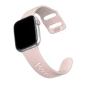 Liquid silicone Apple Watch strap in solid colour, compatible with 38mm to 44mm models, black band shown
