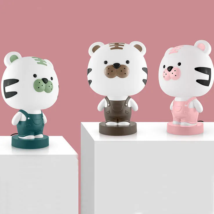Cartoon animal table lamp with plastic shade and LED lighting in bear, cattle, rabbit or tiger designs