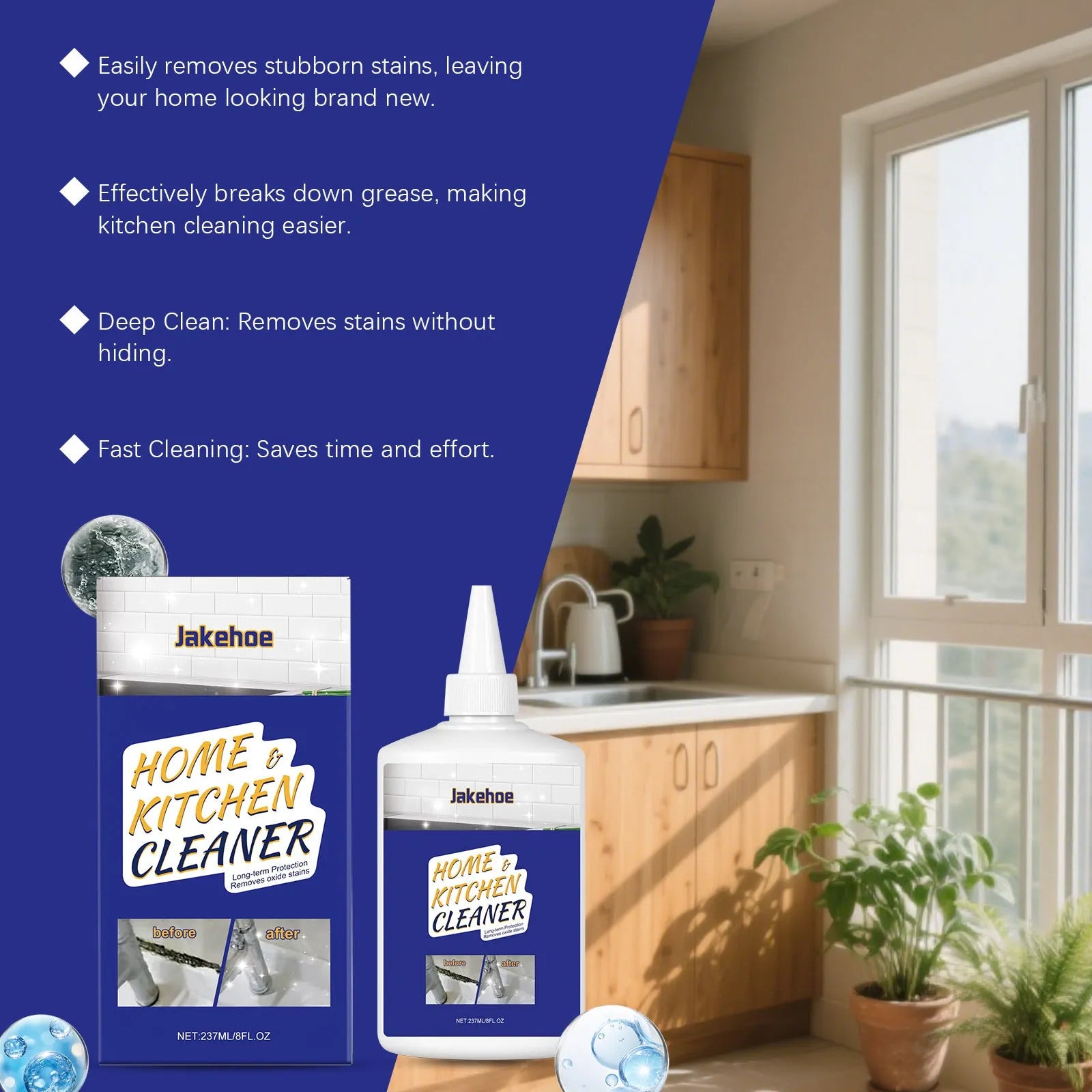 237ml decontamination gel tube for kitchen and bathroom cleaning with sodium hypochlorite formula