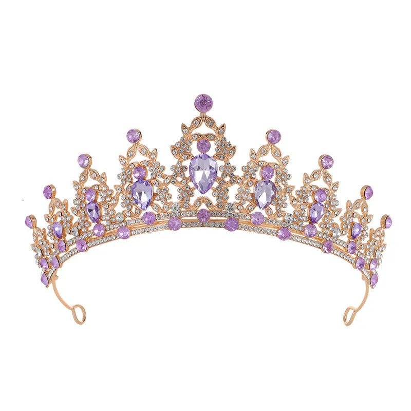 Baroque bride headdress crown with rhinestone detailing in silver and gold colour options
