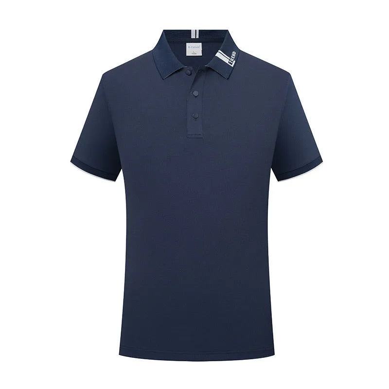 Women's cotton blend letter print lapel polo shirt in light blue, loose fit short sleeves