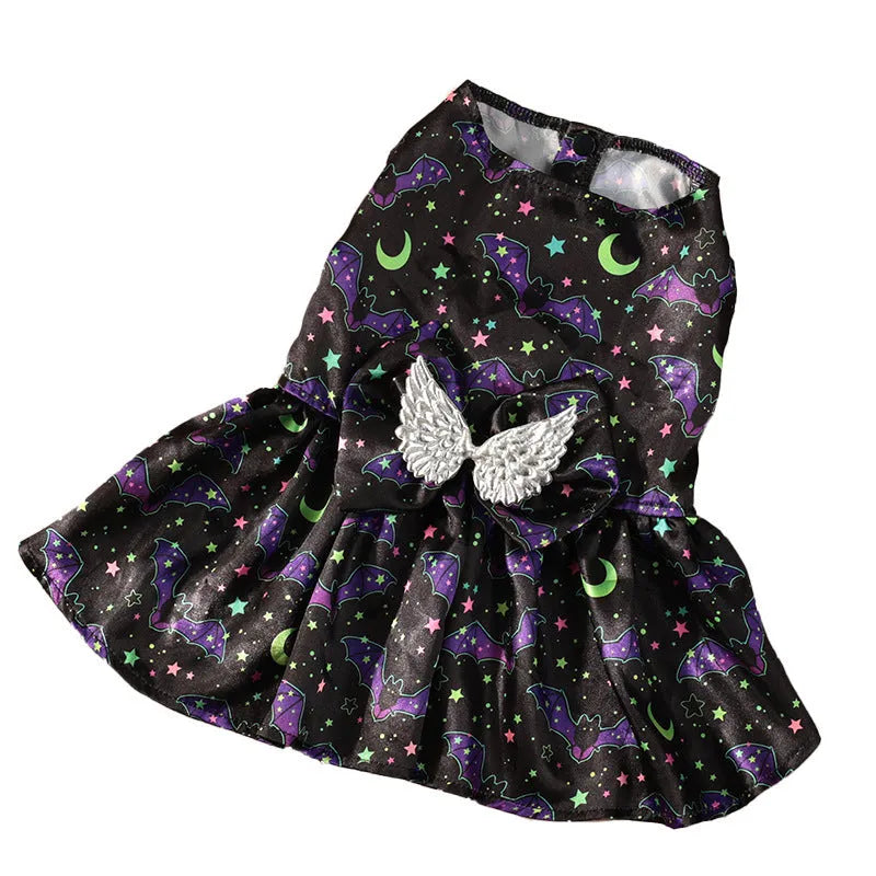 Angel wings Halloween costume for dogs in bright pumpkin colour with polyester fabric