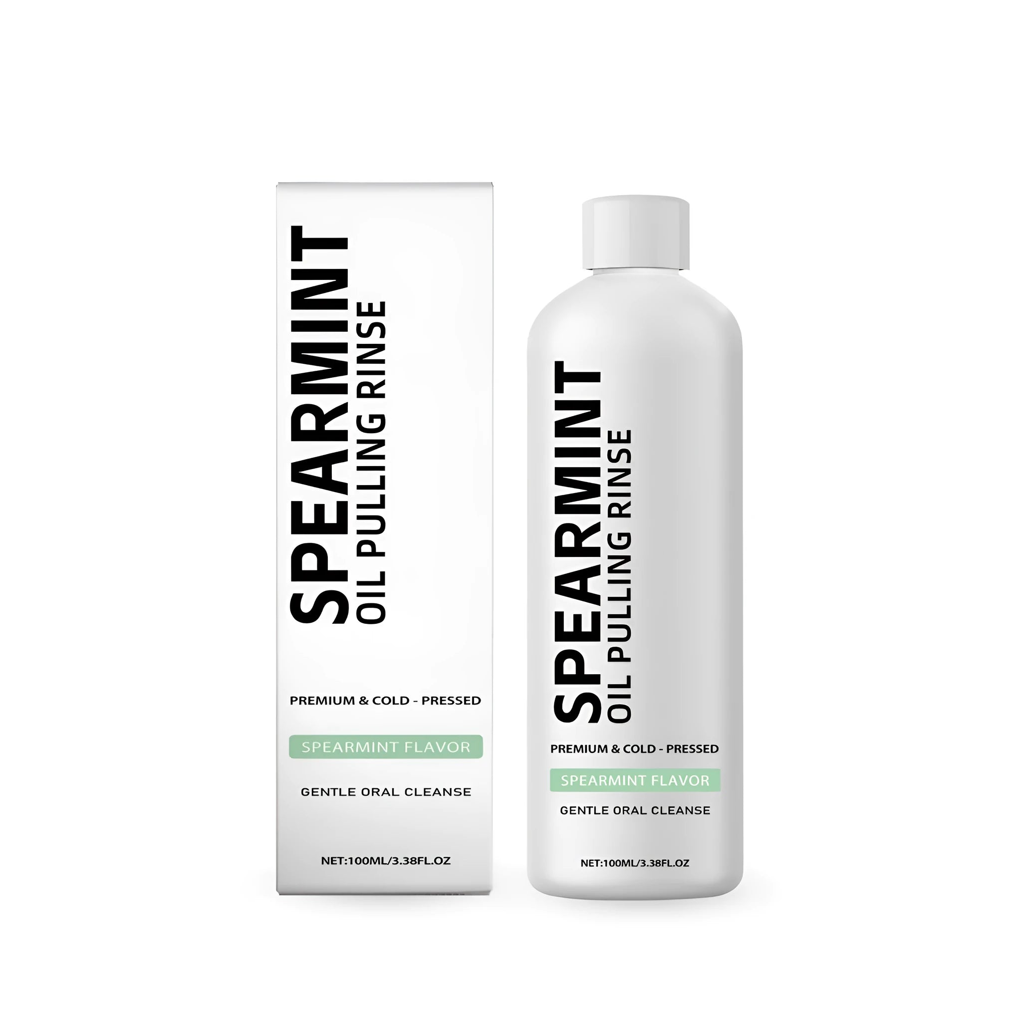 100ml spearmint oil pulling rinse mouthwash bottle with natural botanical oils