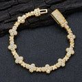 10mm cross XINGX hip hop copper bracelet with inlaid zircon, gold finish, on display