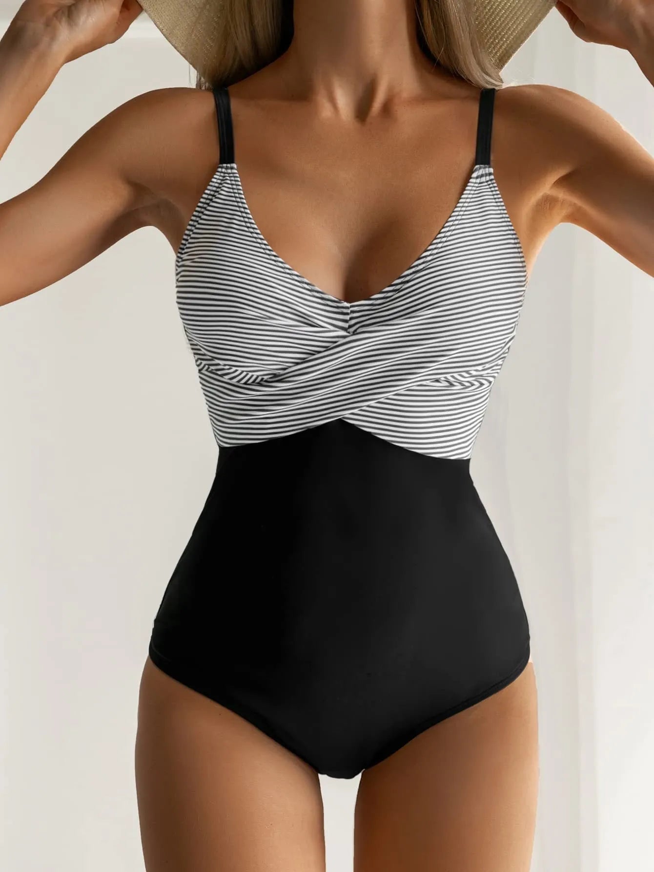 Women's printed bikini swimsuit with lace-up front and backless design in floral and leopard print patterns