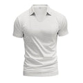 Men's loose fit V-neck short sleeve T-shirt in a light blue solid colour.