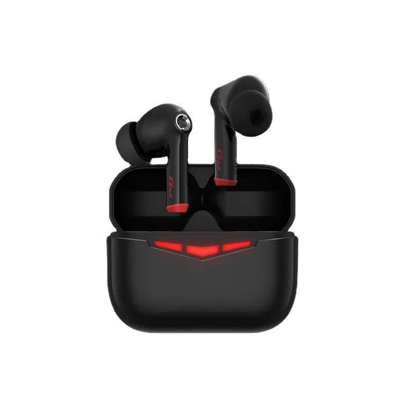 True wireless Bluetooth gaming headset with charging case in black, pink, white, or grey
