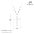 Simple glossy cross pendant on a sterling silver O-chain necklace.