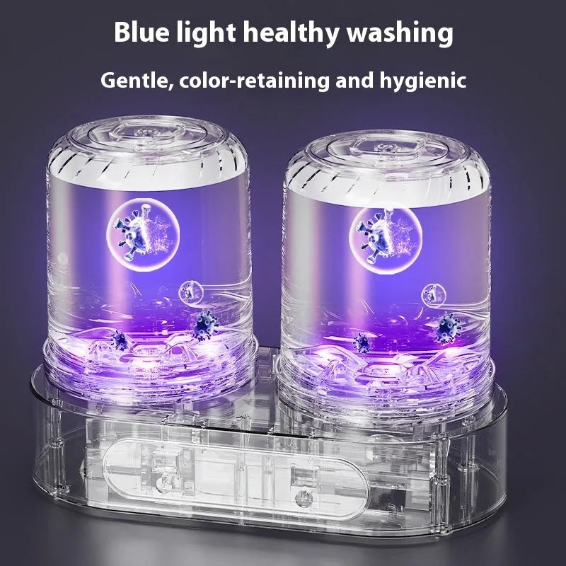White portable mini washing machine with USB cable for delicate item laundry