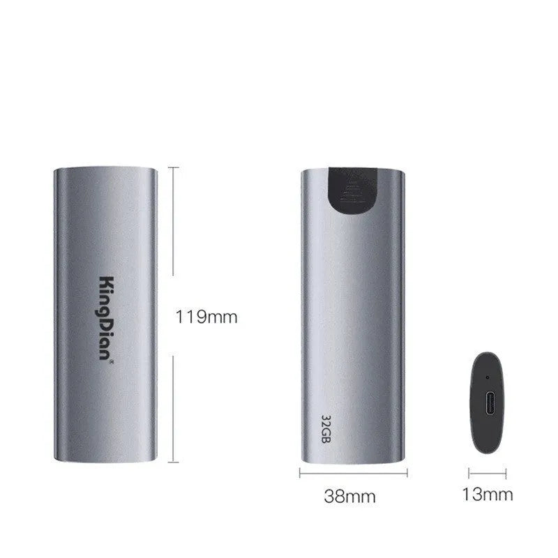 Grey aluminium USB 3.0 mobile SSD hard drive for direct phone connection storage expansion