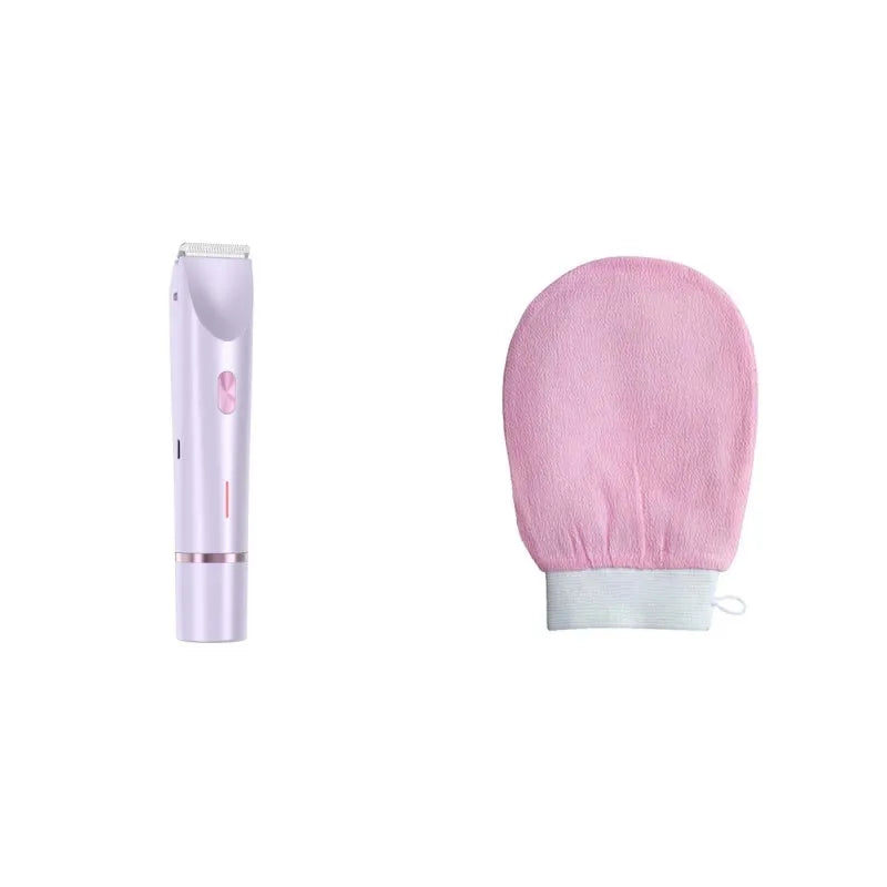 2-in-1 women's electric body hair trimmer double head shaver USB rechargeable pink for wet dry use on bikini line legs underarms