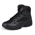 Men's high-top hiking shoes with artificial PU upper and metal accents in black camouflage