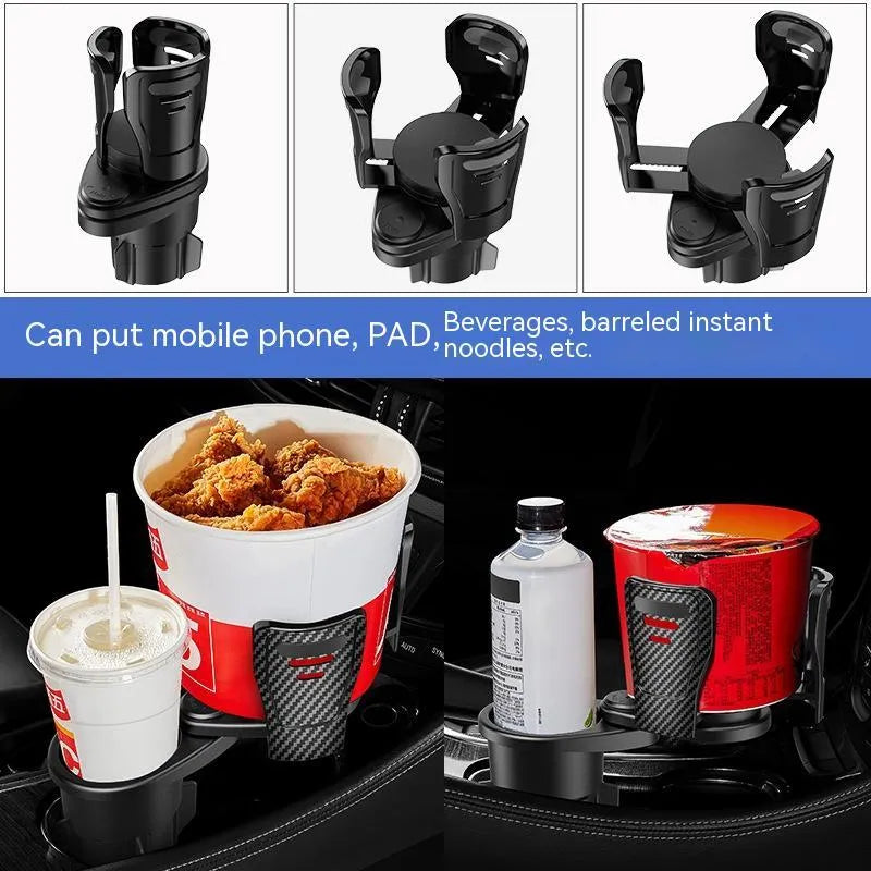 Second generation upgraded car cup holder modification accessory in carbon fibre or matte finish