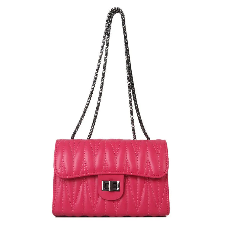 Women's small retro textured diamond pattern PU handbag in horizontal square shape with shoulder strap