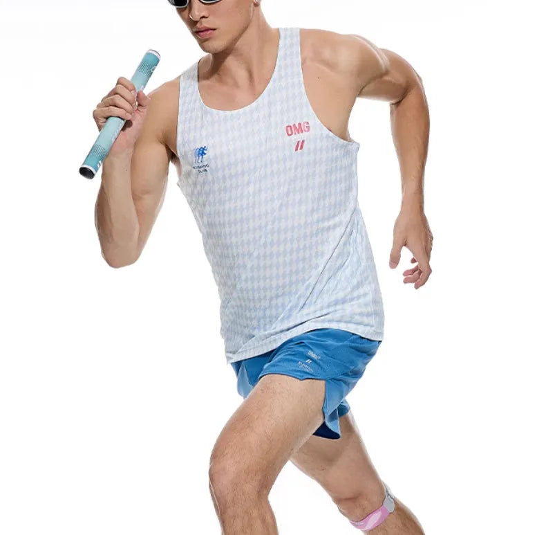 Black and blue running shorts with four-sided stretch and laser-stitched seams for training.