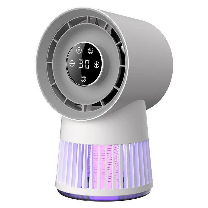 Creative 2-in-1 mosquito killing mini desk fan white USB rechargeable bladeless fan night lamp 16.5x28x16cm