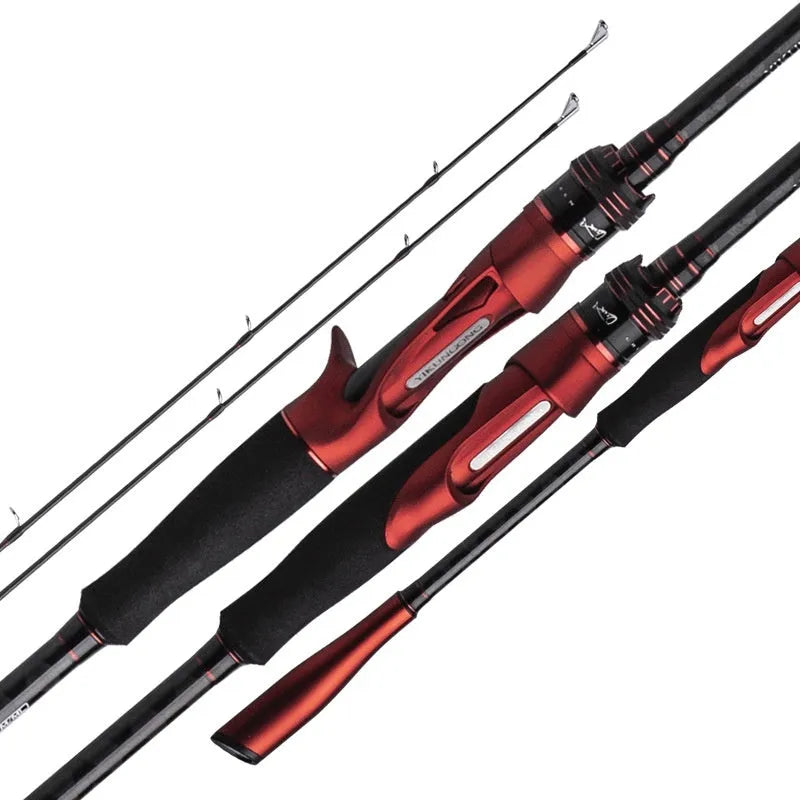 Carbon ultralight fishing rod shown with straight handle and pikestaff grip options in 2.1m and 2.4m lengths.