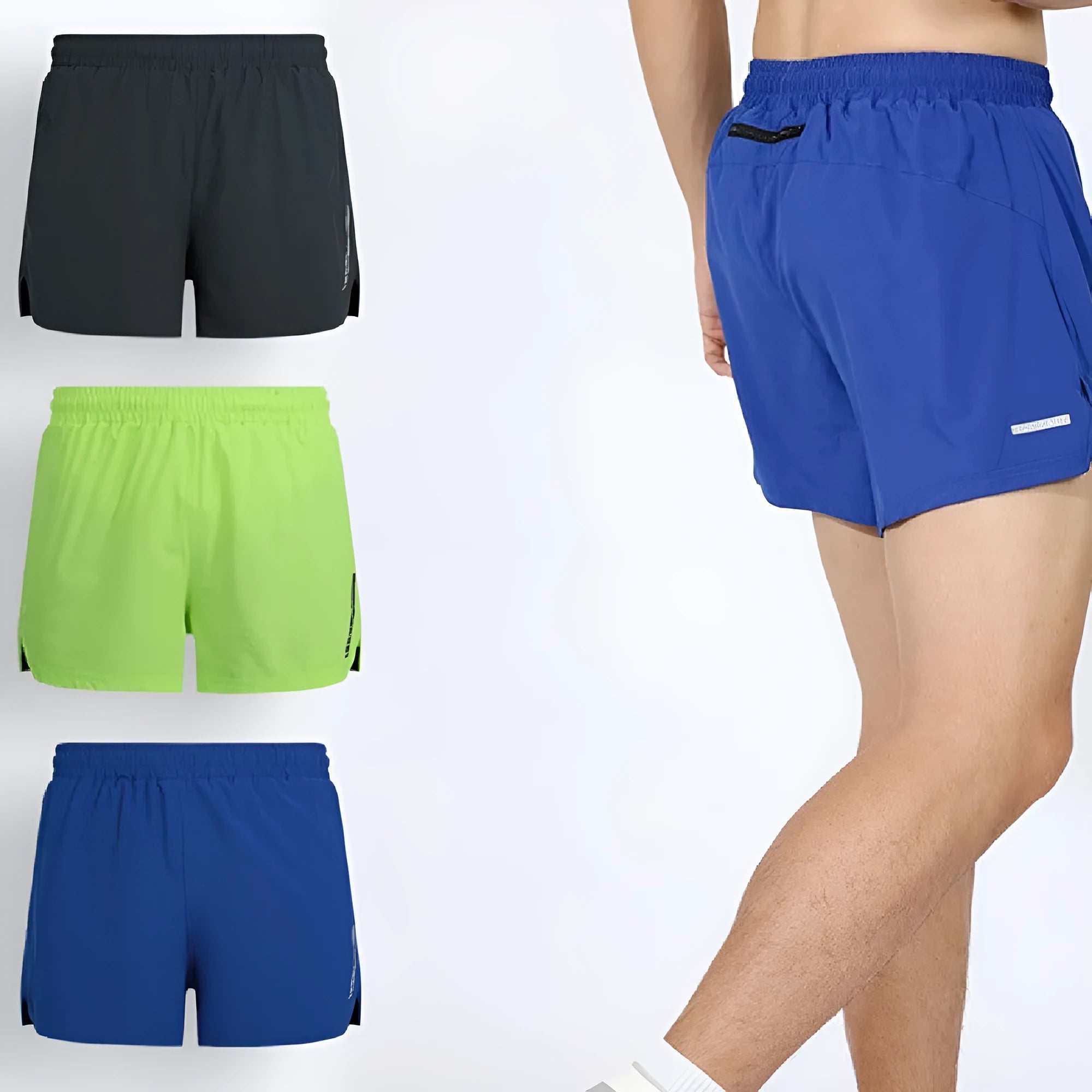 Men's gray quick-dry marathon running shorts with a straight leg on a white background.